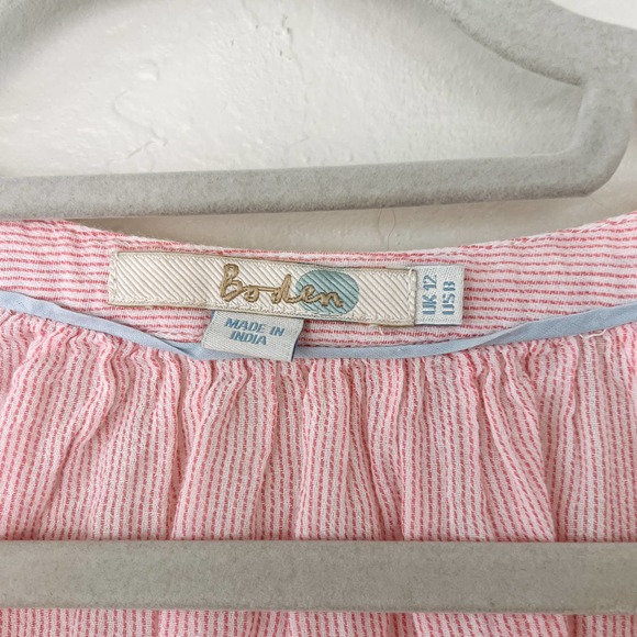 Boden Gauzy Striped Boho Tie Neck Top sz 8 - Picture 2 of 4